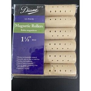 Diane® Magnetic Hair Rollers #D2719 Size: 1-1/8” Beige 12-Pack
